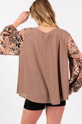 Chic Floral Long Sleeve Pleated Blouse - SAGE + FIG